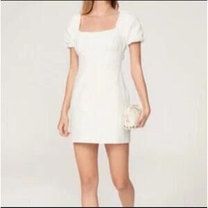 Louna Women’s Tie Back Puff Sleeve Cotton Mini Dress Large White Bachelorette
